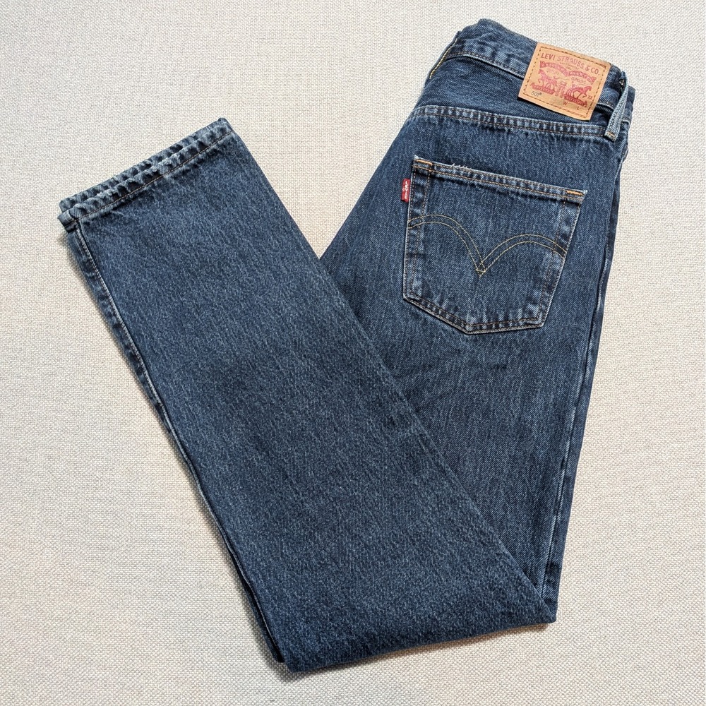 Levi's 501 Original Fit Women's Blue Denim Jeans W28 L30 Button Fly Dark Wash